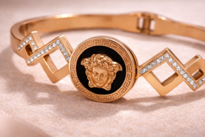 Imperial Crystal Emblem Bangle – Stainless Steel