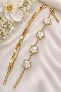 Elegant Clover Stainless Steel Bracelet Set