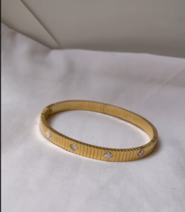 Clover Engraved Stainless Steel Bangle